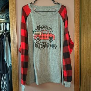 Women’s Merry Christmas Tee- Long Sleeve Size 4